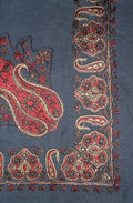 Dark Grey Shemagh (Keffiyeh) – Red Embroidery Pattern | Premium Cotton Headscarf