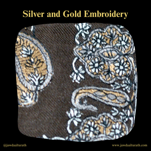 Dark Brown Shemagh (Keffiyeh) – Gold Embroidery Pattern | Premium Cotton Headscarf