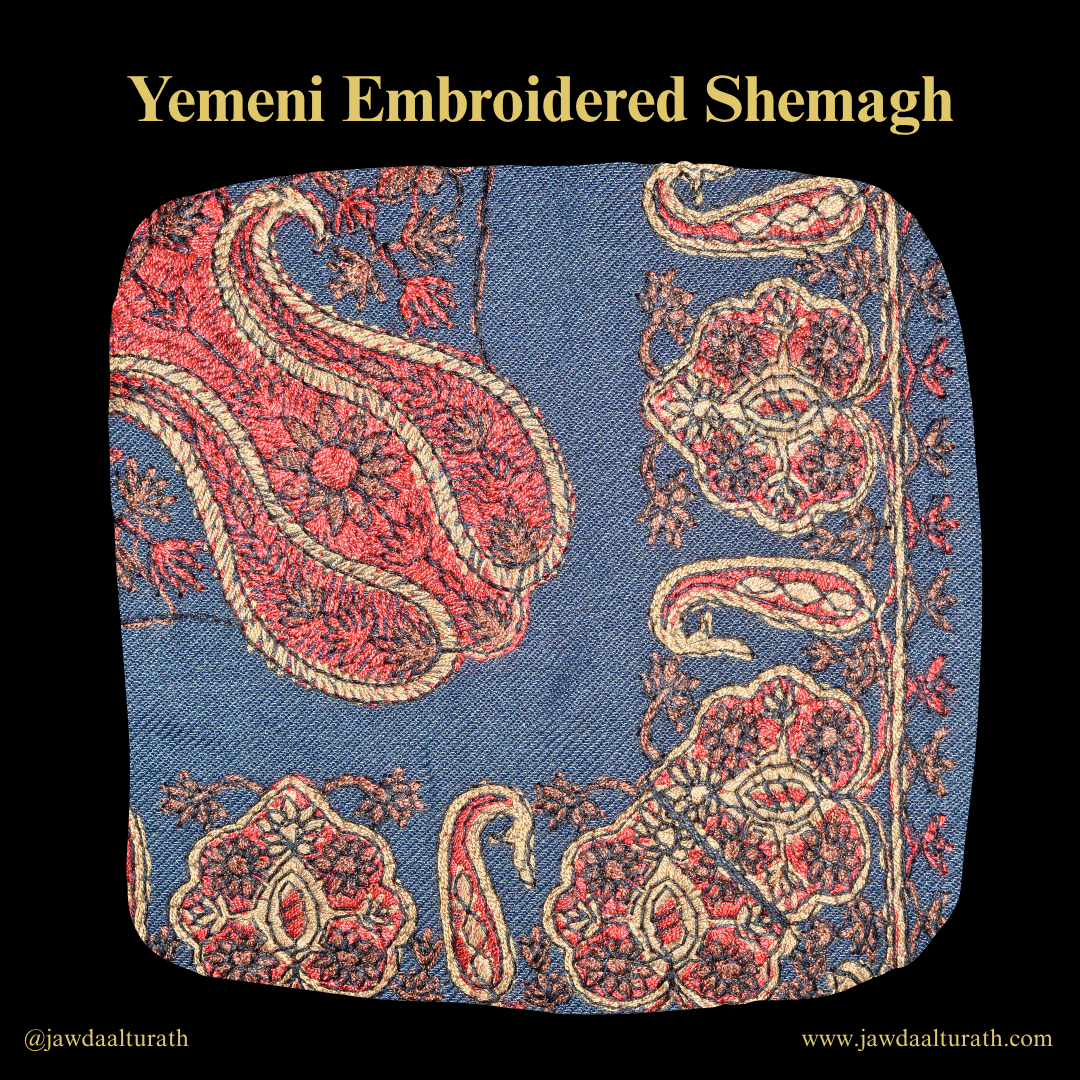 Dark Grey Shemagh (Keffiyeh) – Red Embroidery Pattern | Premium Cotton Headscarf