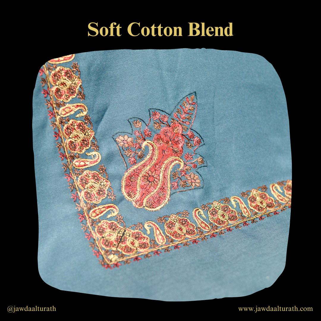 Dark Grey Shemagh (Keffiyeh) – Red Embroidery Pattern | Premium Cotton Headscarf
