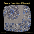 Light Grey Shemagh (Keffiyeh) – Blue Embroidery Pattern | Premium Cotton Headscarf