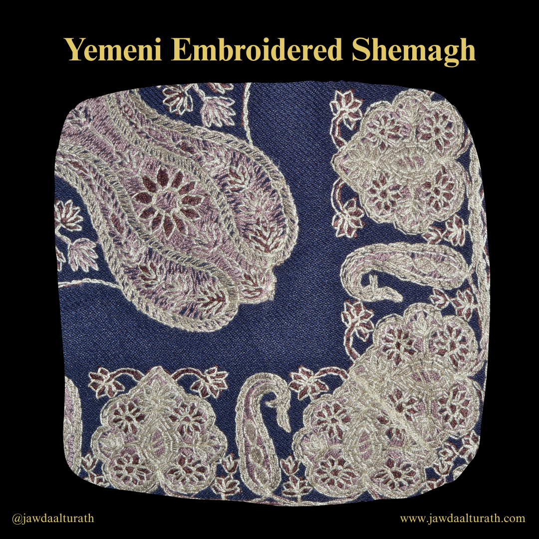 Navy Blue Shemagh (Keffiyeh) – Silver Embroidery Pattern | Premium Cotton Headscarf