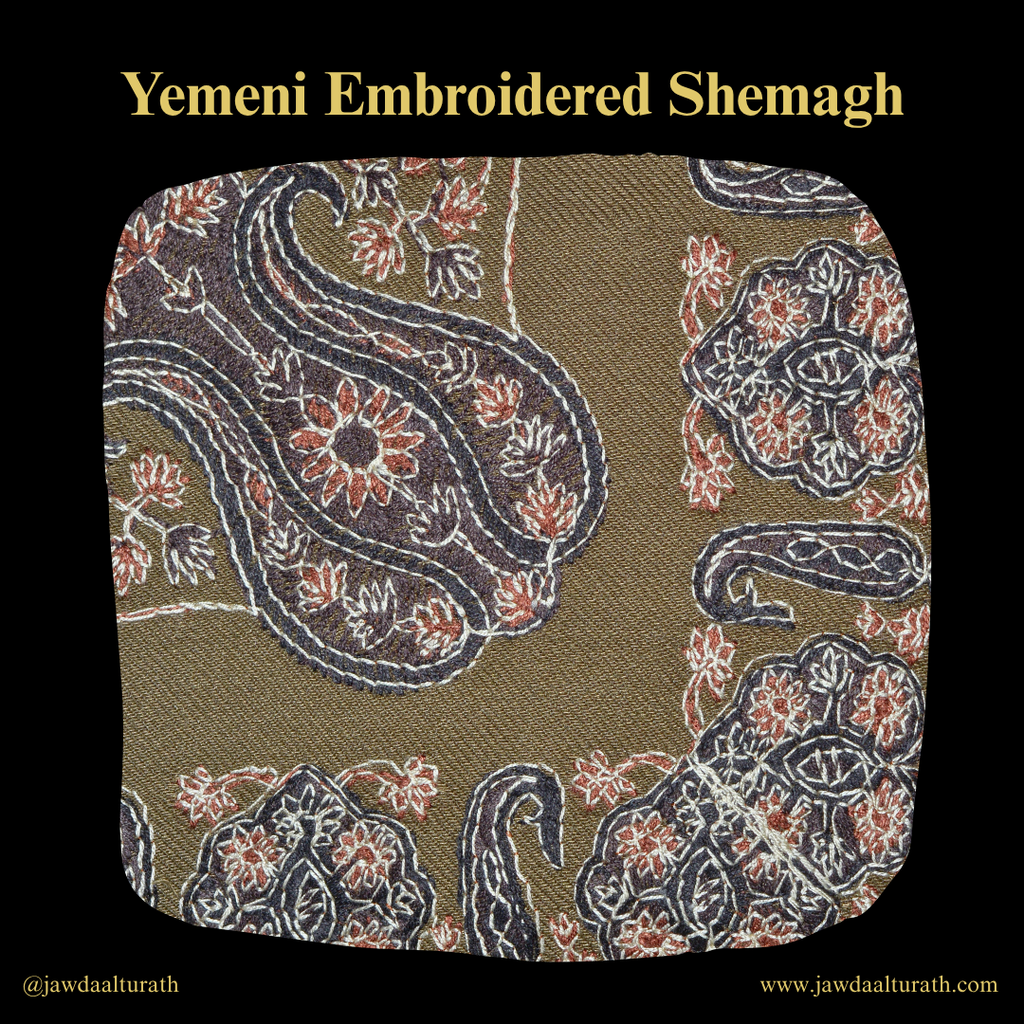 Olive Green Shemagh (Keffiyeh) – Black Embroidery Pattern | Premium Cotton Headscarf