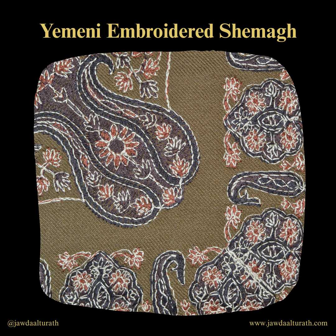 Olive Green Shemagh (Keffiyeh) – Black Embroidery Pattern | Premium Cotton Headscarf