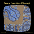 Tan Shemagh (Keffiyeh) – Blue Embroidery Pattern | Premium Cotton Headscarf